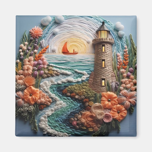 Imán Faro 3D y bahía (Frente)