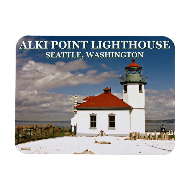 Imán Faro Alki Point, Seattle Washington (Horizontal)