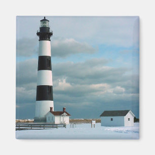 Imán Faro Bodie con nieve, Bancos Exteriores, NC