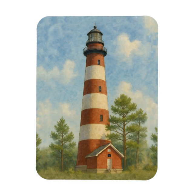 Imán Faro de Assateague Acuarela (Vertical)