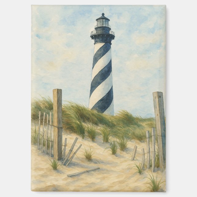 Imán Faro de Cape Hatteras Acuarela (Anverso)
