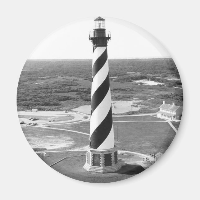 Imán Faro de Cape Hatteras en blanco y negro (Frente)