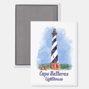 Imán Faro de Cape Hatteras Watercolor Carolina del Nort