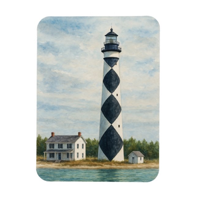 Imán Faro de Cape Lookout Acuarela (Vertical)