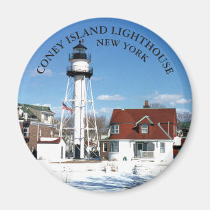 Imán Faro de Coney Island, New York Round Magnet