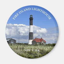 Imán Faro de Fire Island Faro New York Round Magnet