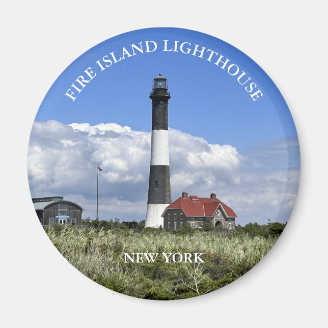 Imán Faro de Fire Island Faro New York Round Magnet (Frente)