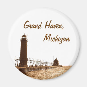 Imán faro de grand haven michigan
