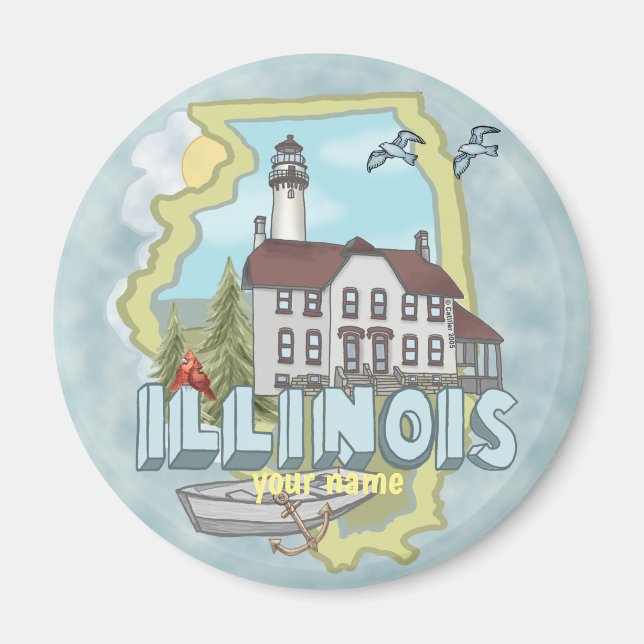 Imán Faro de Illinois (Frente)