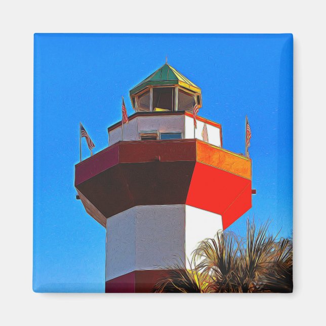 Imán Faro de la ciudad del puerto de Hilton Head Island (Frente)