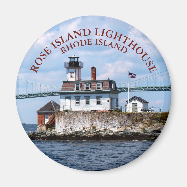 Imán Faro de la isla Rosa, Rhode Island Round Magnet (Frente)