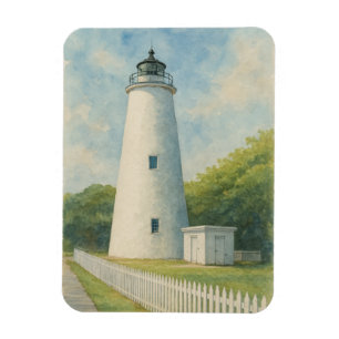 Imán Faro de Ocracoke en acuarela