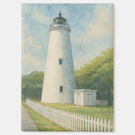 Imán Faro de Ocracoke en acuarela