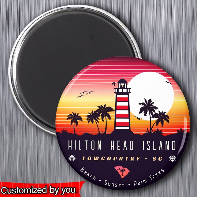 Imán Faro Hilton Head SC Retro Sunset Souvenirs (Subido por el creador)