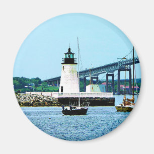 Imán Faro, puente y barcos, Newport, RI