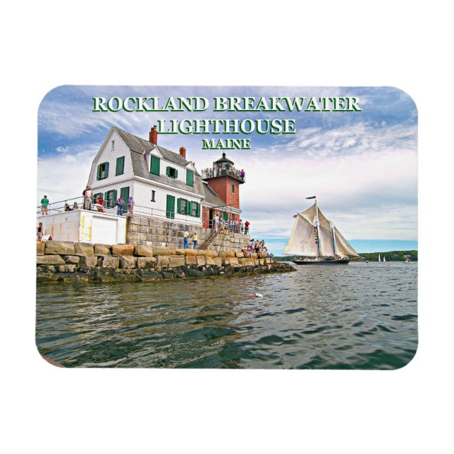 Imán Faro Rockland Breakwater Lighthouse, Magnet Maine  (Horizontal)
