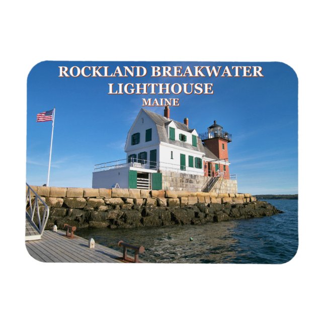 Imán Faro Rockland Breakwater Lighthouse, Magnet Maine  (Horizontal)