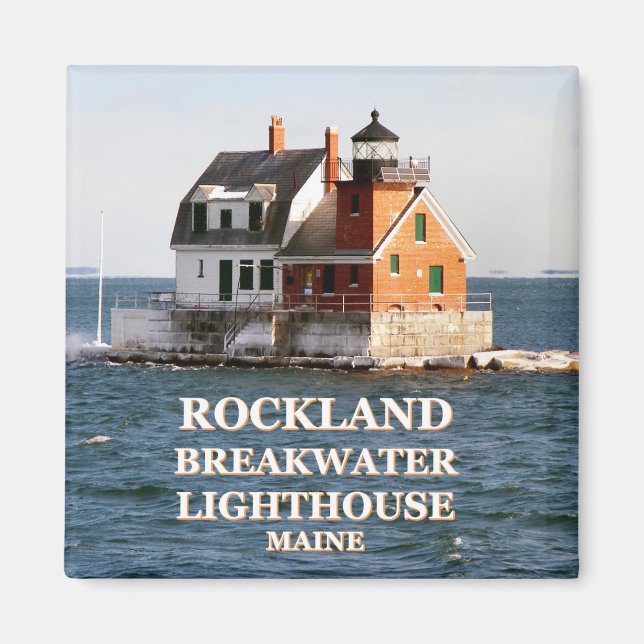 Imán Faro Rockland Breakwater Lighthouse, Maine Magnet (Frente)