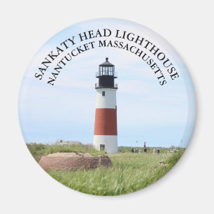 Imán Faro Sankaty Head, Nantucket MAMÁES Round Magnet
