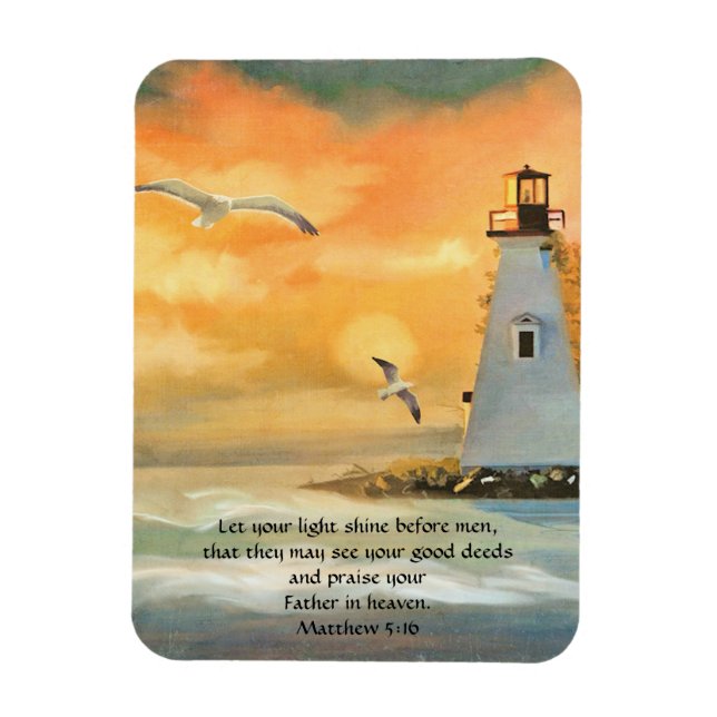 Imán Faro Sunset Bible Verse Magnet (Vertical)