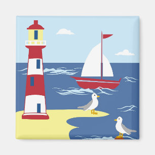 Imán Faro y arte marítimo de barcas