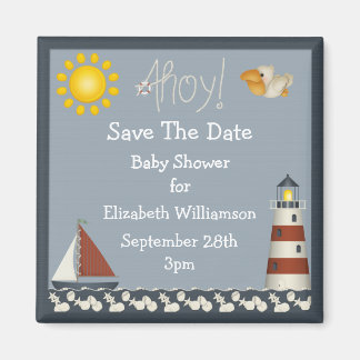 Imán Faro y barco de vela Salven La Fecha Baby Shower