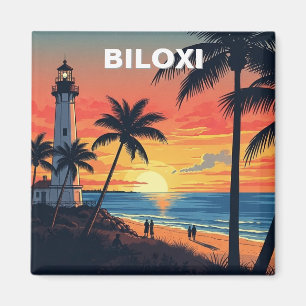 Imán Faro y playa en Biloxi Mississippi