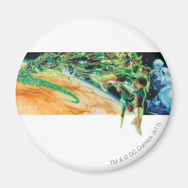 Imán Faroles verdes vuelan en el espacio (Frente)