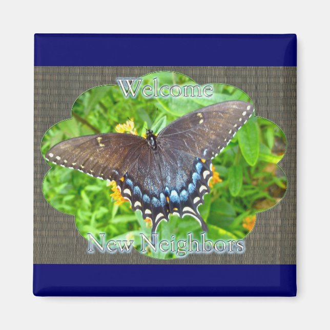 Imán Fase Oscura Tiger Swallowtail Butterfly Cumpleaños (Frente)