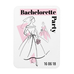Imán Fashion Bride Pink Bachelorette Party flexible