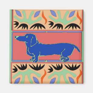 Imán Fauvism azul del extracto del Dachshund