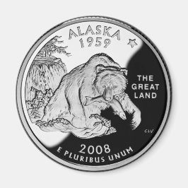 Imán Faux Alaska State Quarter The Great Land Grizzly
