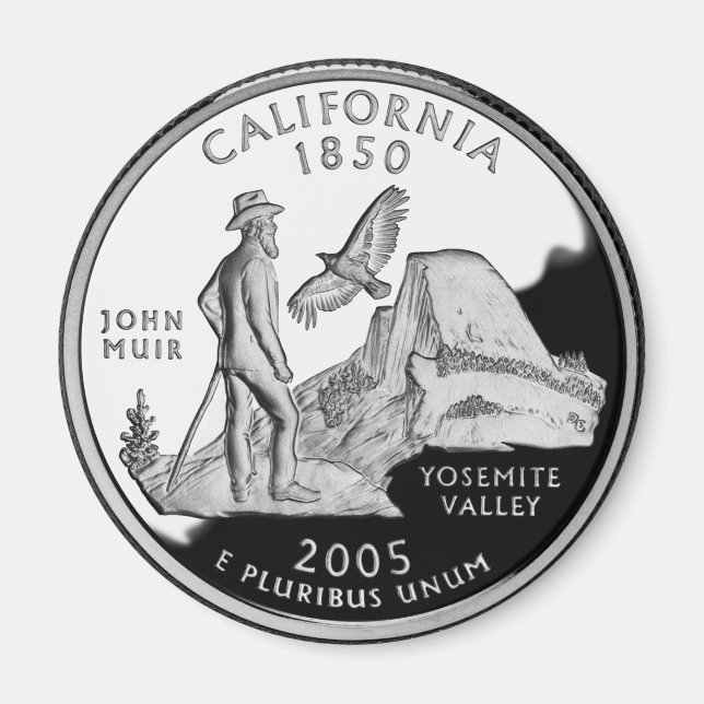 Imán Faux California State Quarter Yosemite Valley Muir (Frente)