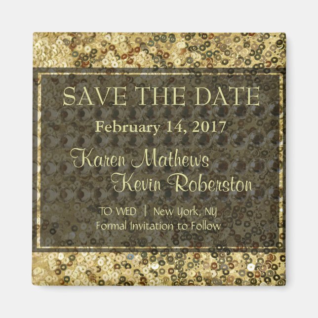 Imán Faux Diamond and Gold Purpurina Look (Frente)