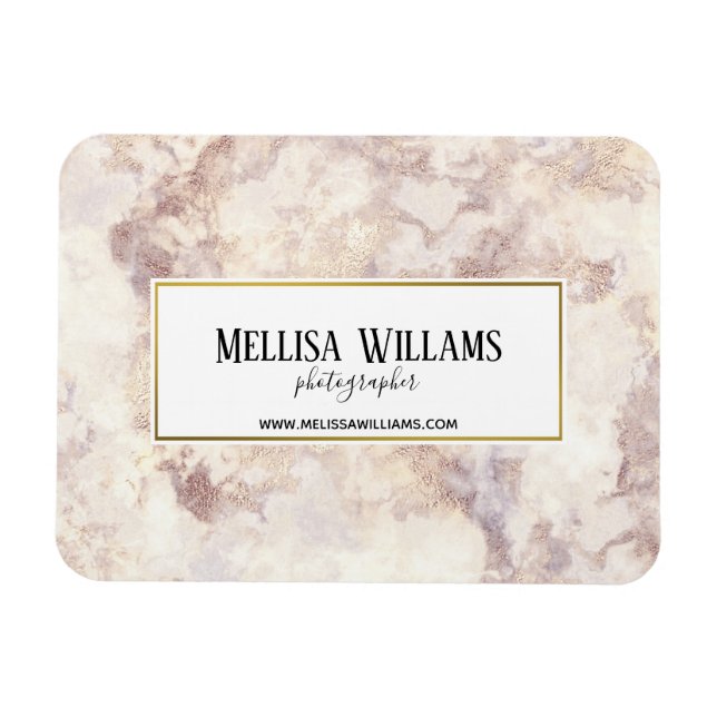 Imán Faux Gold Marble Business Card Magner (Horizontal)