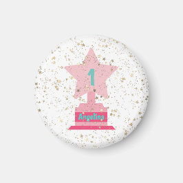 Imán Faux Gold Pink Verde azulada Trophy Stars Girly Mo