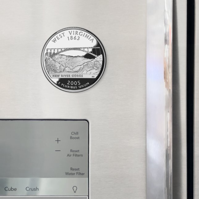 Imán Faux West Virginia State Quarter (In situ (nevera))