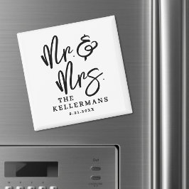 Imán Favor de Boda con Letra en Blanco y Negro