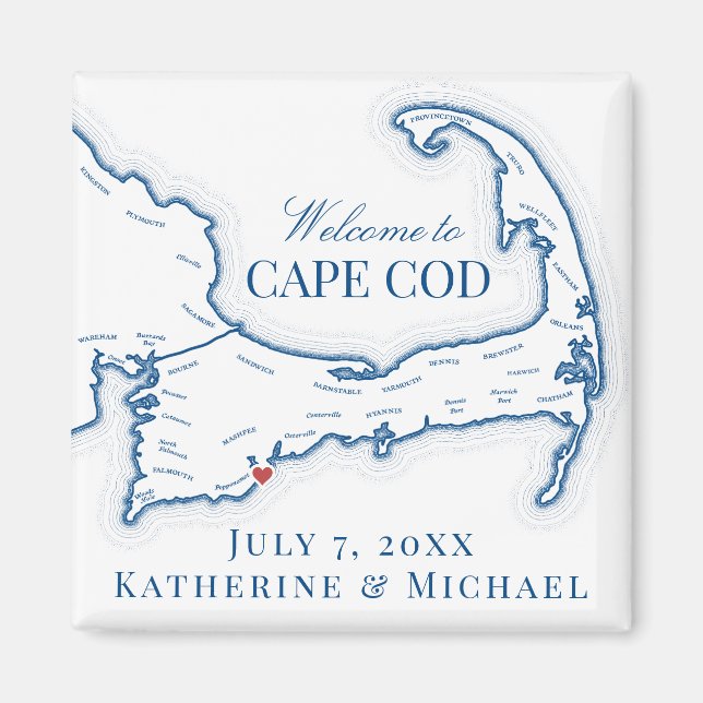 Imán Favor de boda de destino en Cape Cod (Frente)