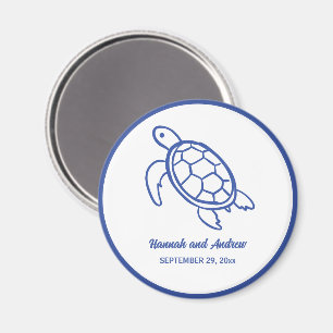 Imán Favor de boda de tortuga dibujada con estilo chic