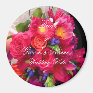 Imán Favor de boda floral rosa