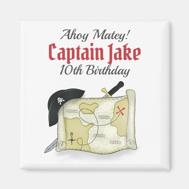 Imán Favor de cumpleaños Mapa del tesoro de piratas (Frente)
