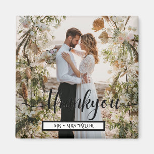 Imán Favor de Foto de Boda de Agradecimiento con Letra