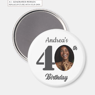 Imán Favor de foto de cumpleaños número 40 en negrita
