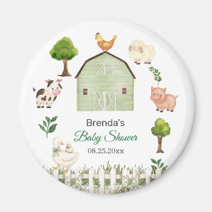 Imán Favor de granja de animales en acuarela para baby