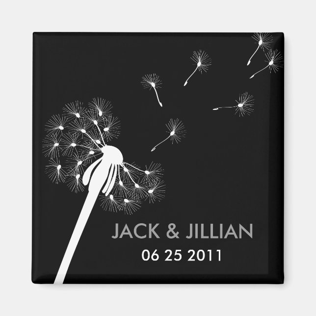Imán Favor de la boda de Dandelion blanco (Frente)