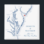 Imán Favor de la boda de destino de New Jersey de mayo<br><div class="desc">¡Pedidos rápidos y fáciles! Estos imanes de mapas de Cape May, Nueva Jersey hacen grandes favores de bodas en la playa de Nueva Jersey para incluir en sus bolsos de bienvenida de bodas de destino de Cape May. Mueva el corazón haciendo clic en "Editar usando herramienta de diseño" en "Personalizar"....</div>