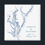 Imán Favor de la boda de destino de Washington DC<br><div class="desc">¡Pedidos rápidos y fáciles! Estos imanes de mapa de Washington DC hacen grandes favores de boda para incluirlos en sus bolsos de bienvenida de bodas de destino de Washington DC. Mueva el corazón haciendo clic en "Editar usando herramienta de diseño" en "Personalizar". Con un mapa de la bahía de Chesapeake...</div>