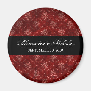Imán Favor de la Boda de Terciopelo Rojo Aplastado