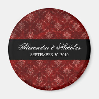 Imán Favor de la Boda de Terciopelo Rojo Aplastado